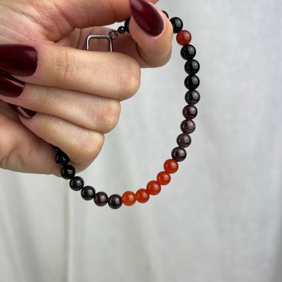 Carnelian Garnet Obsidian Crystal Gemstone Bead Bracelet Handmade - Picture 8 of 16